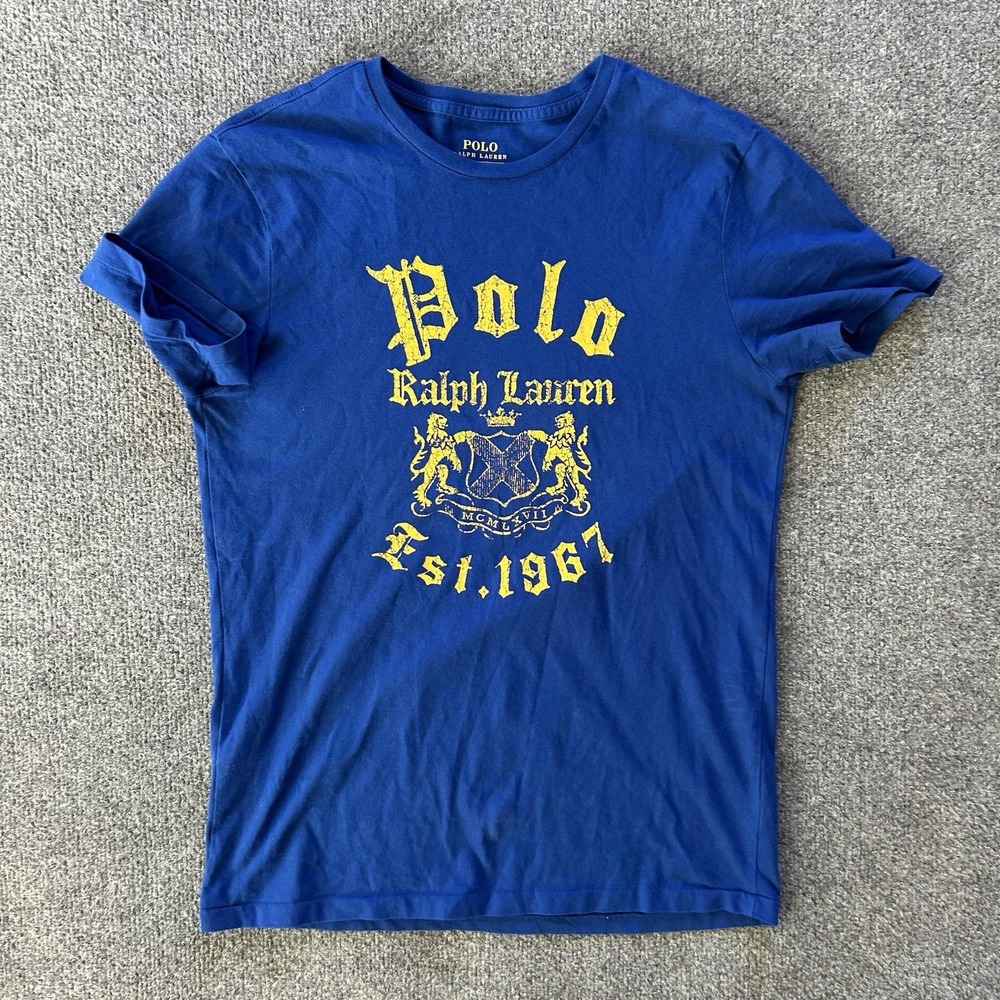 Polo Ralph Lauren Shirt Mens Small Blue 1967 Crest Graphic Slim Fit Tee - Picture 2 of 6